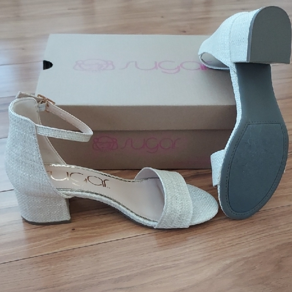 Sugar Women's Cream Block Heel Sandals